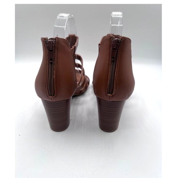 STYLE&CO 'BEAHH' STRAPPY DRESS SHOOTIES COGNAC BROWN SMOOTH WOMENS 10M NEW - Picture 4 of 12